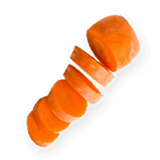 A carrot cut into slices.