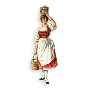 A vintage illustration of a milk maid.