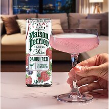  Maison Perrier Chic cans next to a cocktail glass