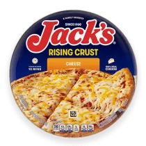 El empaque de la pizza JACK'S Rising Crust. 