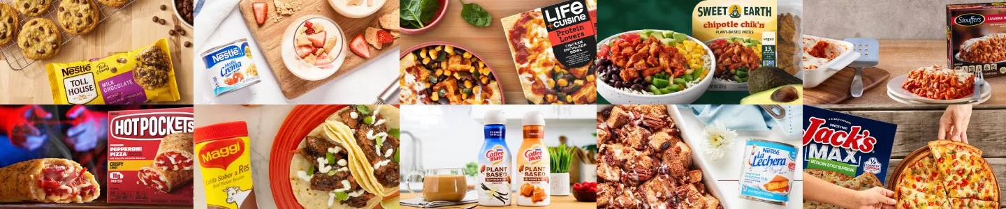 Pepperoni and Cheese Pizzas on cutting boards next to a salad, baby tomatoes, and a basil leaf on a grey background.