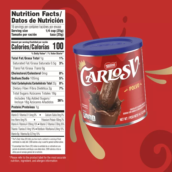 Nestle Carlos V Powder Chocolate Flavored Drink Mix 14.1oz
