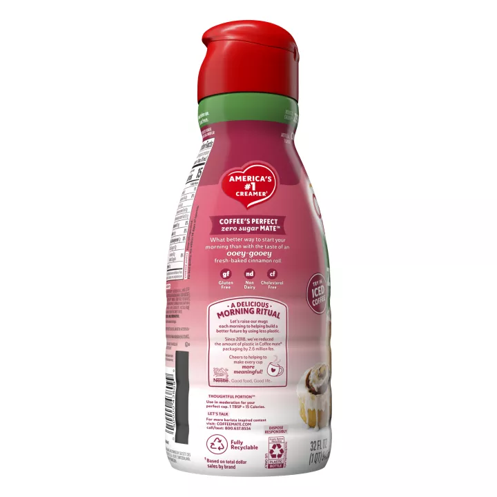 Zero Sugar Cinnamon Roll Flavored Liquid Coffee Creamer