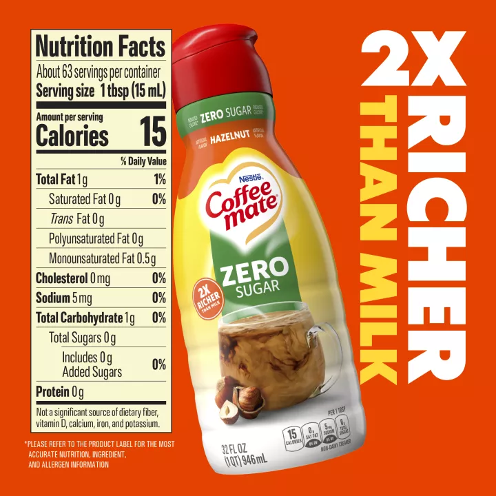 Zero Sugar Hazelnut Flavored Liquid Coffee Cremer
