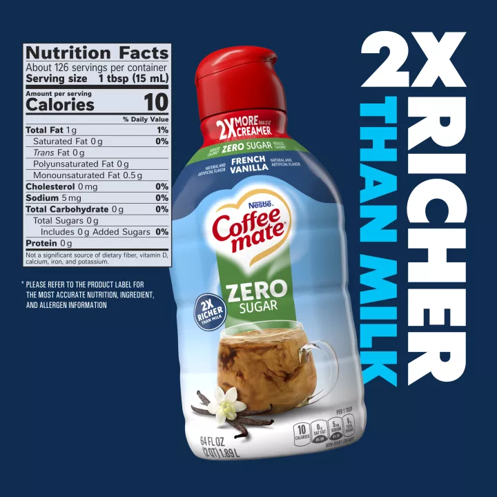 Zero Sugar French Vanilla Flavored Liquid Coffee Creamer