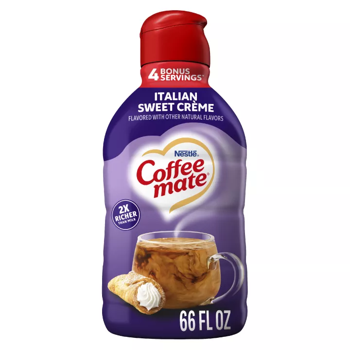 Image of a bottle of italian sweet cream liquid coffee creamer 66 oz