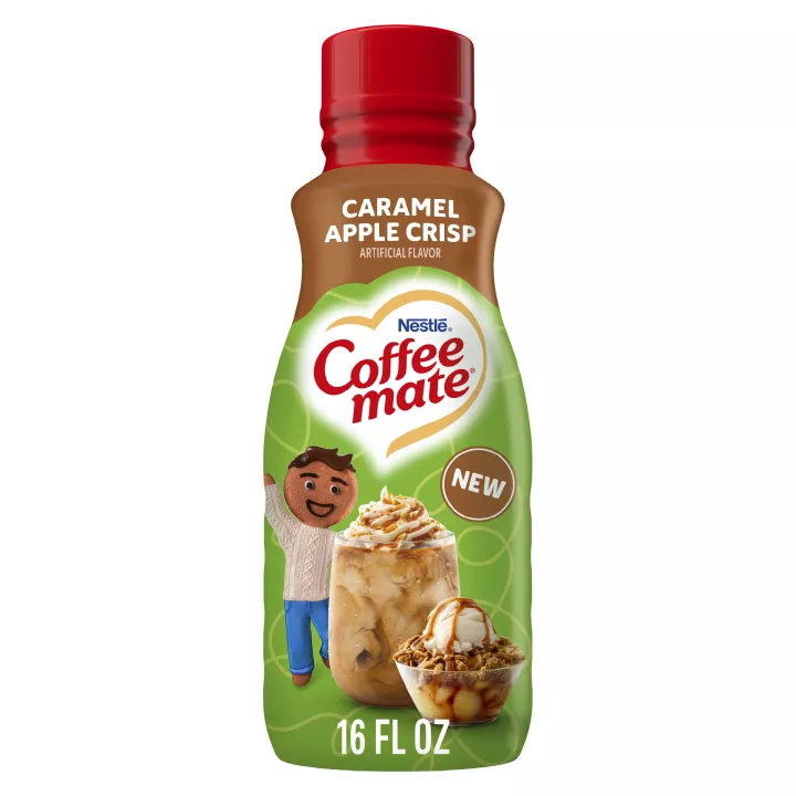 Front image of a bottle of Coffee mate Caramel Apple Crisp Liquid Coffee Creamer