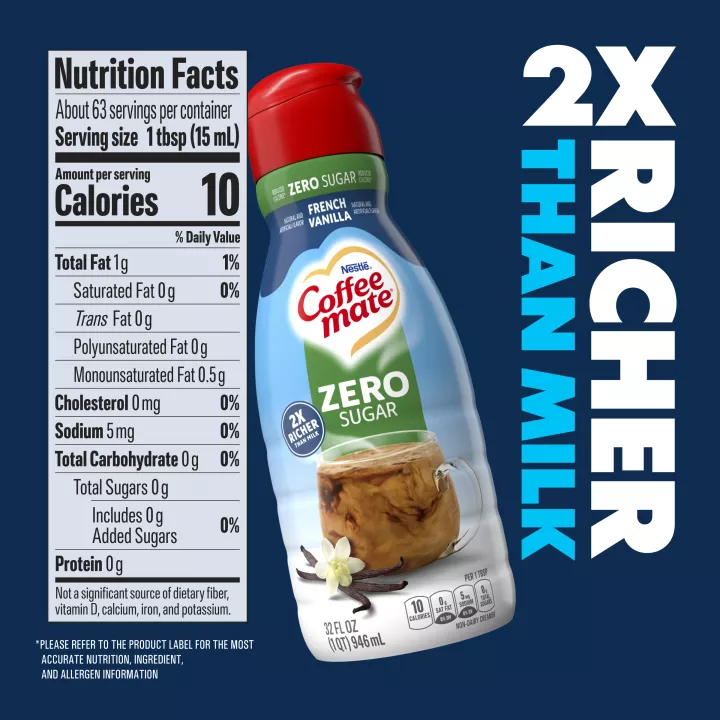 Zero Sugar French Vanilla Flavored Liquid Coffee Creamer