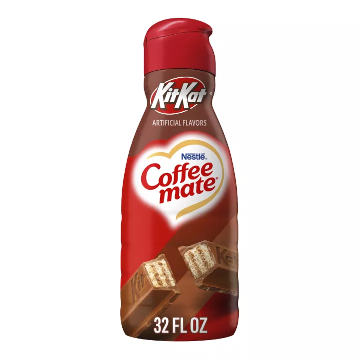 Front Image of Coffee Mate Liquid Creamer Kit Kat Chocolate 32floz Bottle