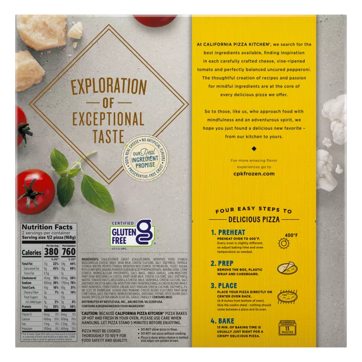 Cauliflower Crust Artisanal Style Cheese Frozen Pizza