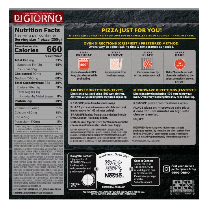 Canadian Bacon & Egg Scramble Breakfast Croissant Personal Pizza