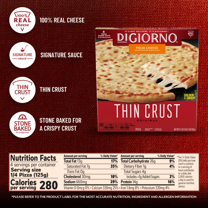 Classic Thin Crust Four Cheese Pizza