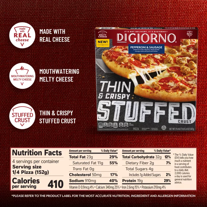 Thin Stuffed Crust Pepperoni & Sausage Pizza | Official DIGIORNO®