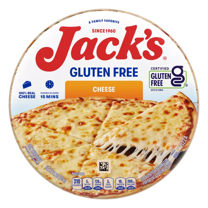 Front Center view of JACK'S Gluten Free Crust Cheese Frozen Pizza 14.2oz Pack product.