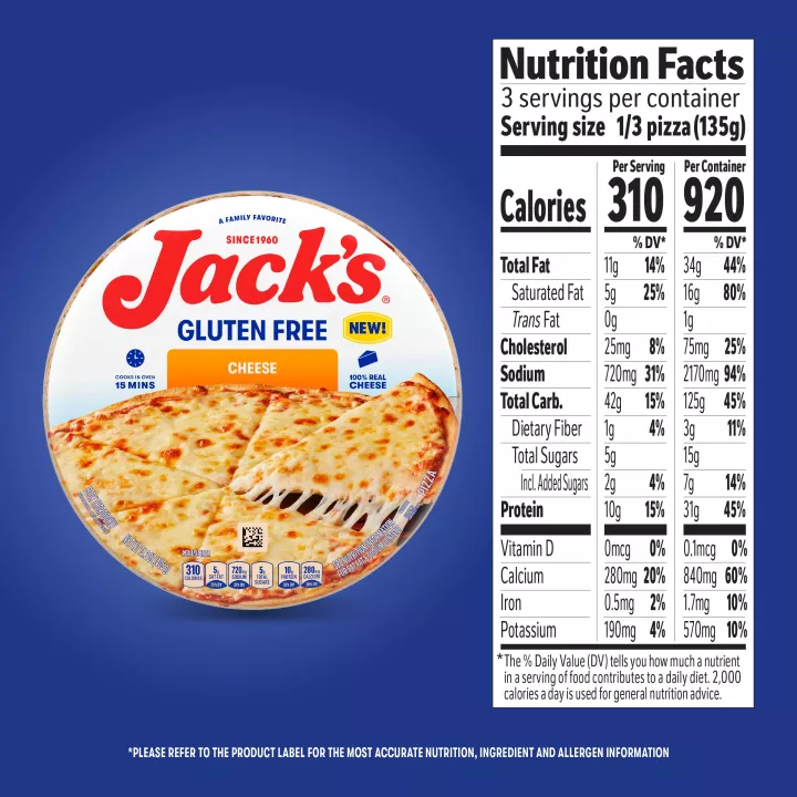 JACK'S Gluten Free Crust Cheese Frozen Pizza