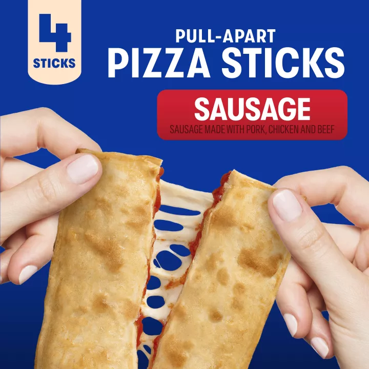 Sausage Pizza Sticks. Sausage made with pork, chicken and beef