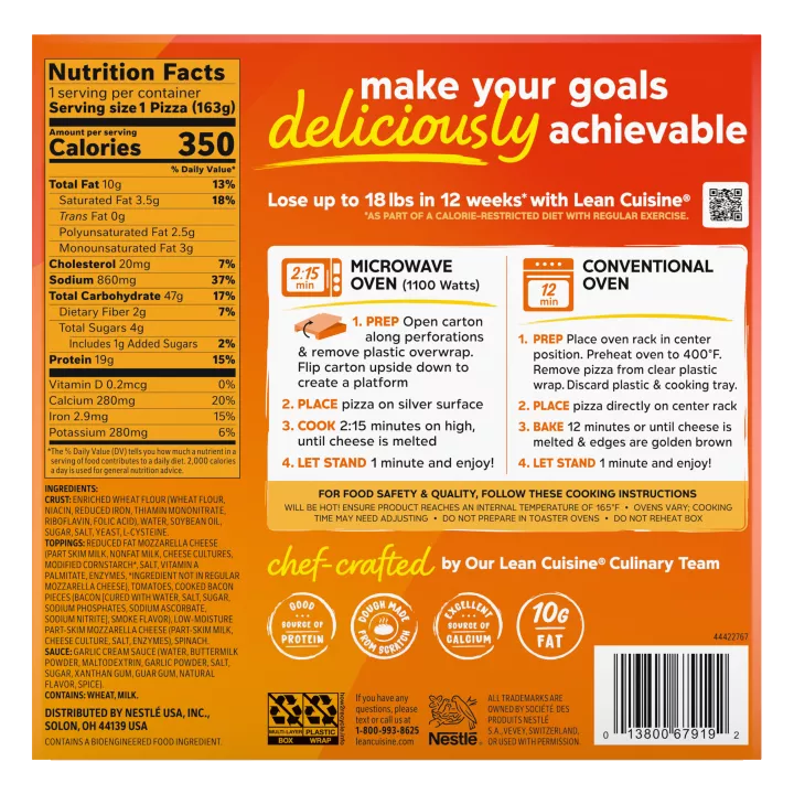 Bacon Spinach & Alfredo Pizza