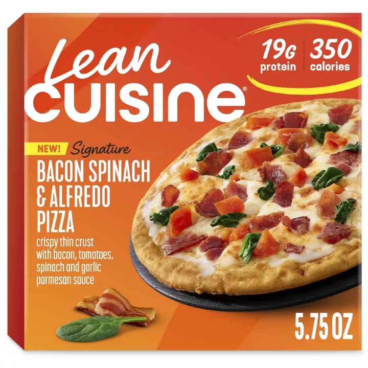 Vista frontal centrada de caja de Pizza de pan francés de pepperoni de Lean Cuisine con peso neto de 5 3/4 oz (163g).