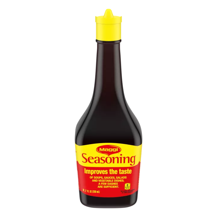 Front view of packaging for MAGGI Asian Seasoning 800ml with a bright yellow and red label that reads Seasoning.