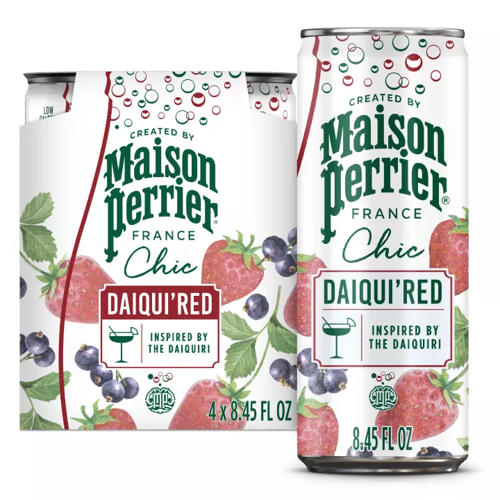 Front Center view of Maison Perrier Chic Daiqui'Red, 8.45 FL OZ Can (4 Count) 4-8.45 FL OZ (250 mL) CANS (33.8 FL OZ [1.06 QT] [1 L] TOTAL) product.