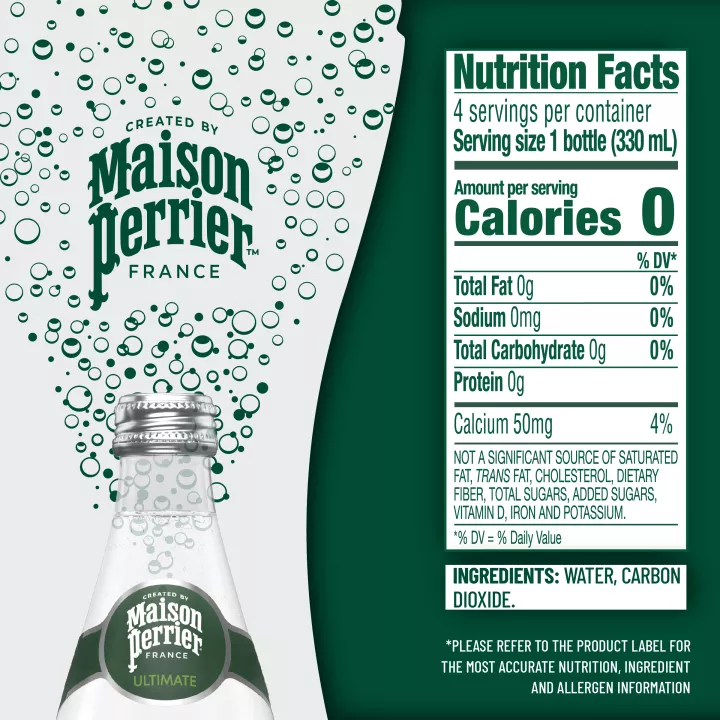 Maison Perrier Unflavored Sparkling Water, 11.15 FL OZ Glass (4 count)