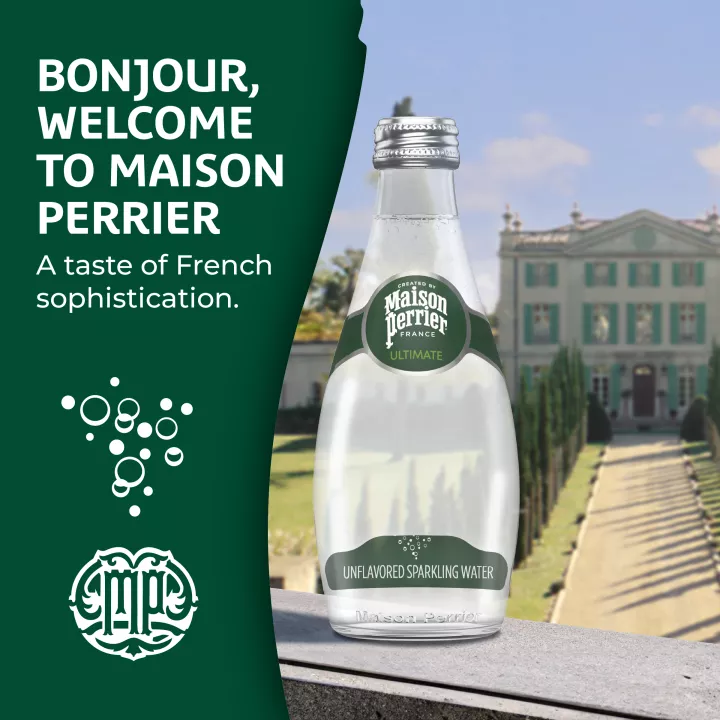 Maison Perrier Unflavored Sparkling Water, 11.15 FL OZ Glass (4 count)