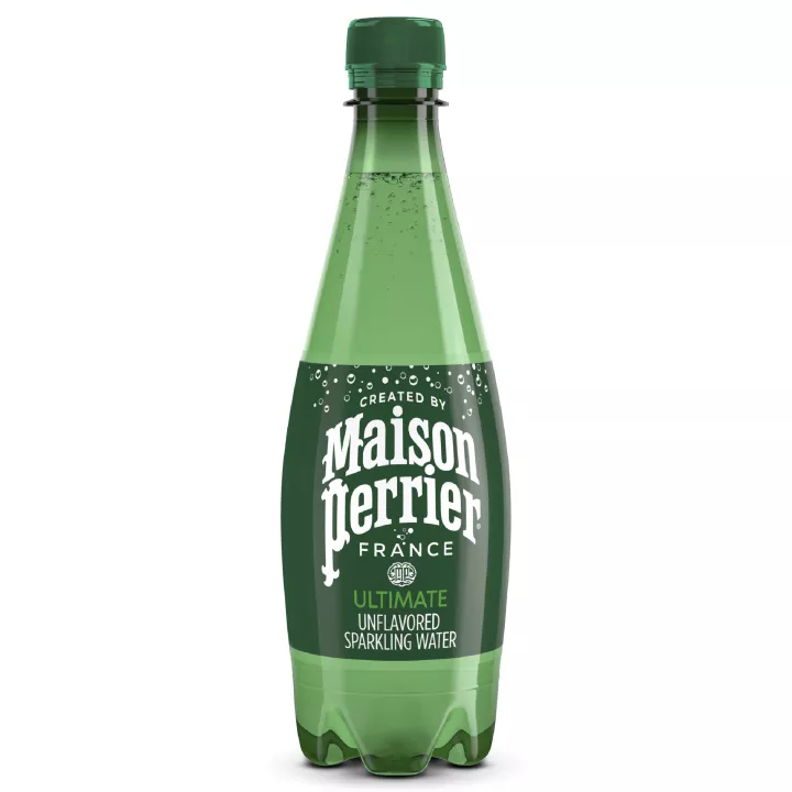 Front view of Maison Perrier Sparkling Water, 16.9 FL OZ Plastic Water Bottle.