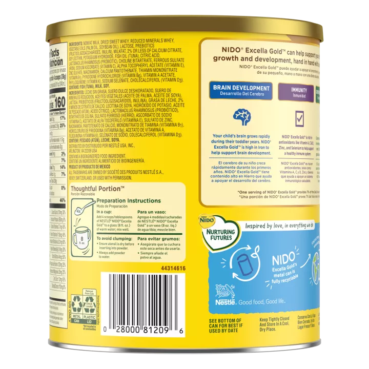 Bebida láctea para niños pequeños Excella Gold