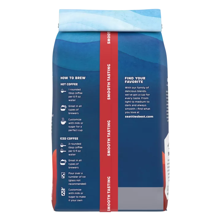 Front Left view of SEATTLE'S BEST COFFEE Vanilla Flavored Ground Coffee 12oz Bag product.