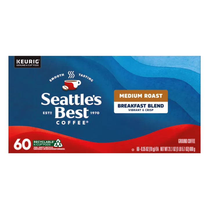 Front Center view of SEATTLE'S BEST COFFEE Breakfast Blend 60 Count Coffee Pods 21.1oz Case product.