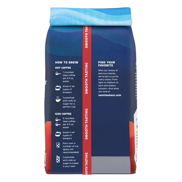 Front Left view of SEATTLE'S BEST COFFEE 6th Ave Bistro Ground Coffee 12oz Bag NET WT 12 OZ (340 g) product.