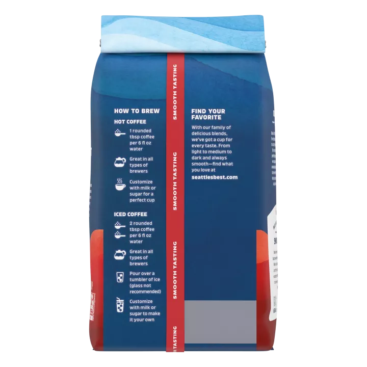 Front Left view of SEATTLE'S BEST COFFEE Breakfast Blend Ground Coffee 12oz Bag product.