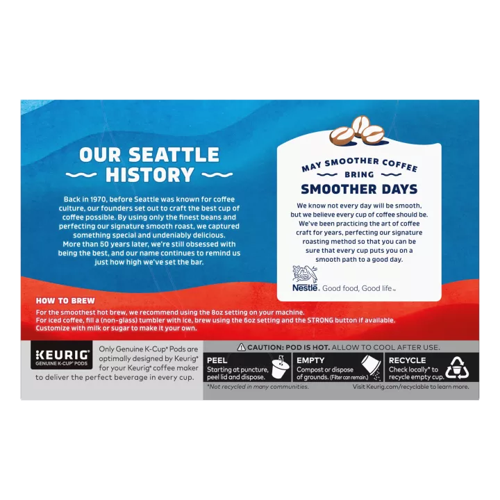 Front Left view of SEATTLE'S BEST COFFEE Lighthouse Blend Coffee 10 Count Pods 4oz Box product.