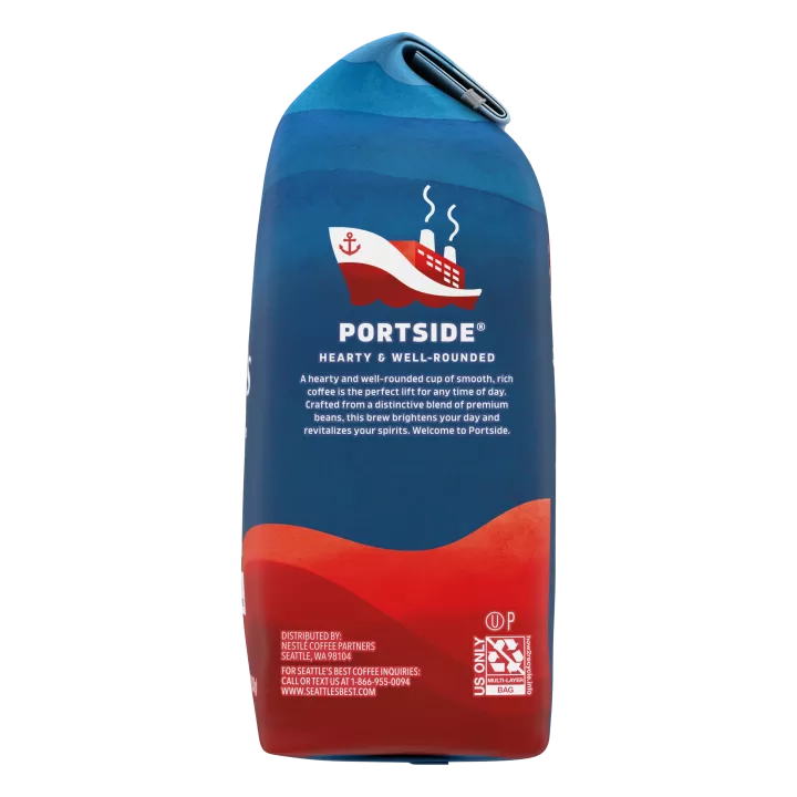 Front Right view of SEATTLE'S BEST COFFEE Portside Blend Ground Coffee 12oz Bag NET WT 12 OZ (340 g) product.