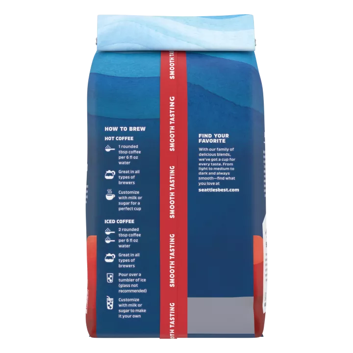 Front Left view of SEATTLE'S BEST COFFEE House Blend Ground Coffee 12oz Bag product.