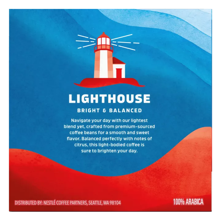 Front Right view of SEATTLE'S BEST COFFEE Lighthouse Blend Coffee 10 Count Pods 4oz Box product.