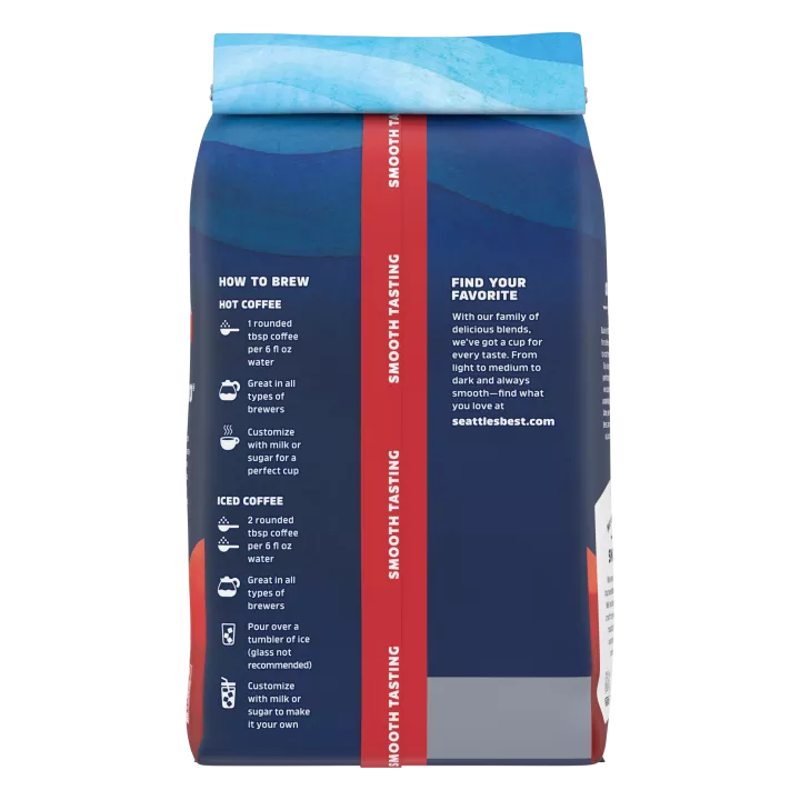 Front Left view of SEATTLE'S BEST COFFEE 6th Ave Bistro Organic Ground Coffee 10oz Bag product.