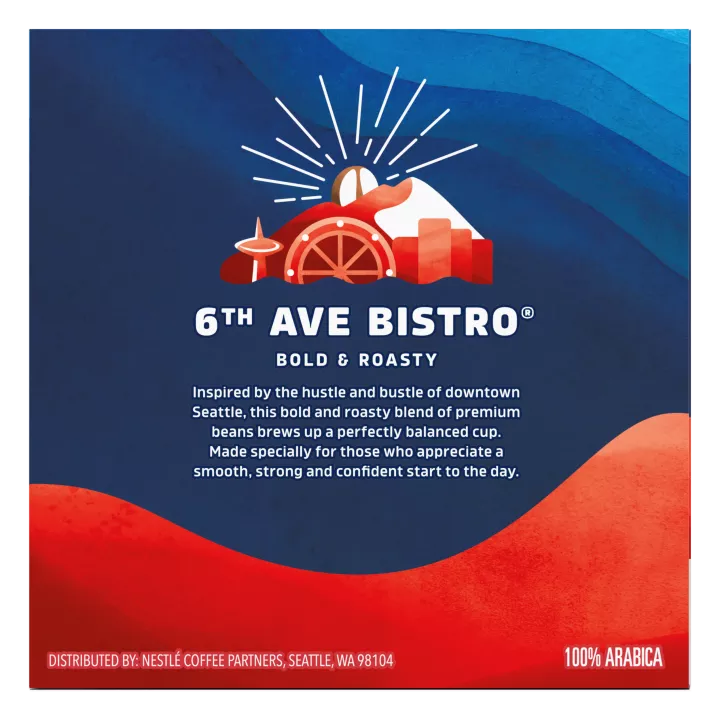 Front Right view of SEATTLE'S BEST COFFEE K-Cup Pods 6th Avenue Bistro Dark Roast Ground Coffee 10 Count 6x4.1oz product.