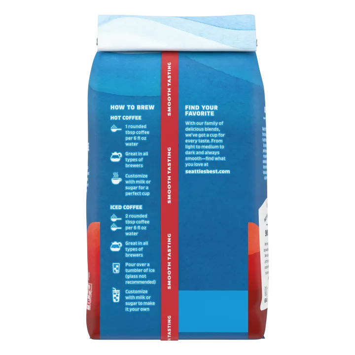 Front Left view of SEATTLE'S BEST COFFEE Lighthouse Blend Ground Coffee 12oz Bag product.