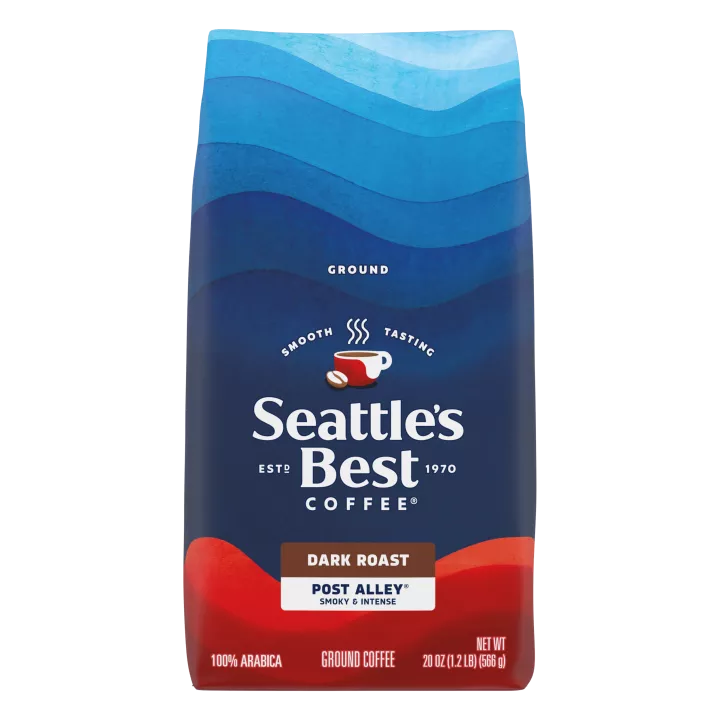 Front Center view of SEATTLE'S BEST COFFEE Post Alley Blend Ground Coffee 20oz Bag product.