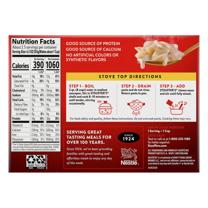 STOUFFERS THREE CHEESE SHELLS & CHEESE