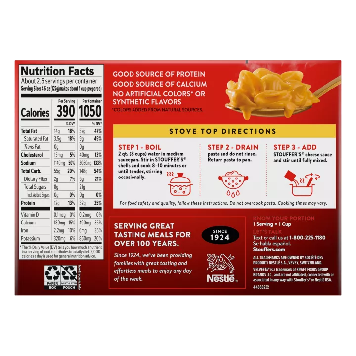STOUFFER'S Supreme Cheddar Shells & Cheese