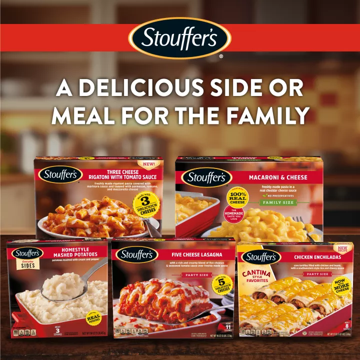 STOUFFER'S Frozen Meals Three Cheese Rigatoni with Tomato Sauce 10oz Box