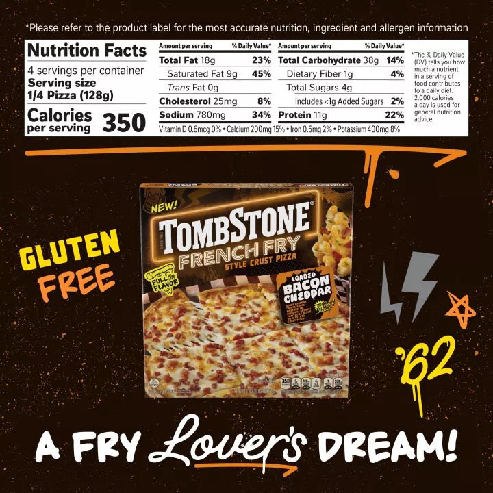 French Fry Style Crust Loaded Bacon Cheddar Frozen Pizza