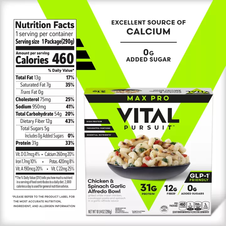 VITAL PURSUIT™ Max Pro Chicken & Spinach Garlic Alfredo Bowl