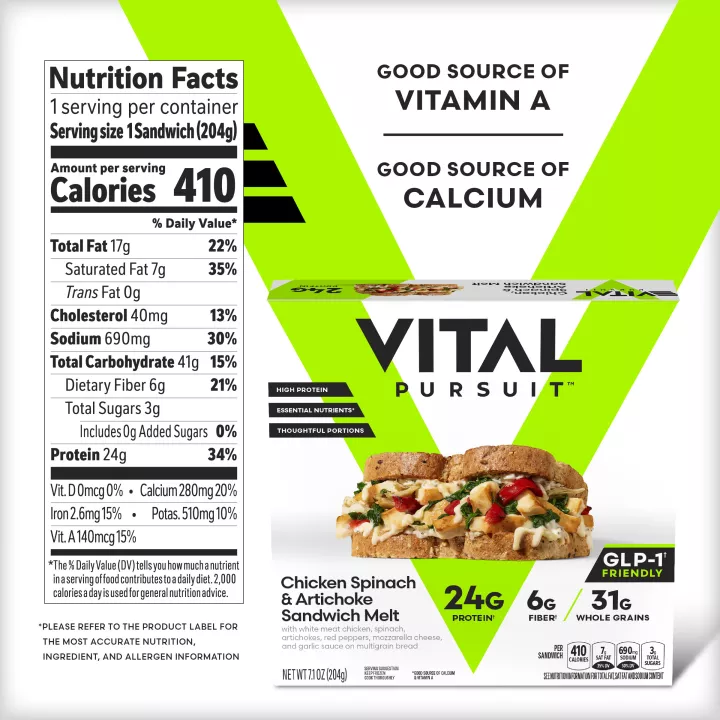 Vital Pursuit™ Chicken Spinach & Artichoke Sandwich Melt