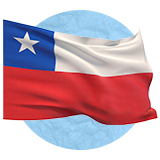 Chilean flag waving in the wind on a blue background.