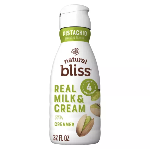 Front Center view of COFFEE MATE NATURAL BLISS Pistachio Liquid Creamer 32 fl. oz. Bottle product.