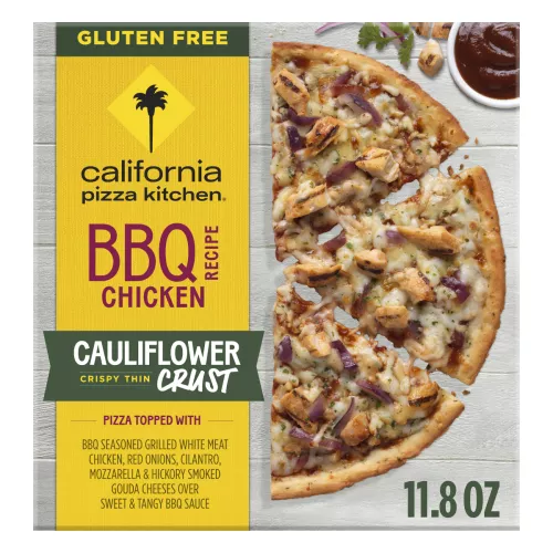 Front Center view of CALIFORNIA PIZZA KITCHEN Cauliflower Crust BBQ Chicken Gluten Free 11.8oz NET WT 11.8 oz (335 g) product.