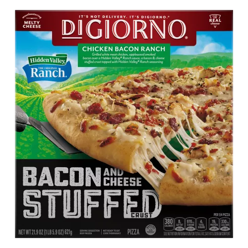 Front Center view of DiGiorno Hidden Valley Ranch Stuffed Crust Chicken Bacon Ranch 12inch Frozen Pizza 21.9oz product.